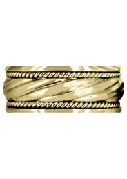 Yellow Gold Hand Woven Unique Mens Wedding Band | Satin Finish (Matteo)