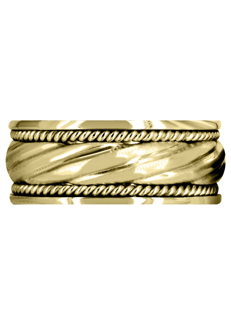 Yellow Gold Hand Woven Unique Mens Wedding Band | Satin Finish (Matteo)