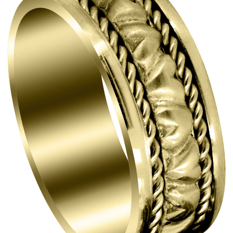 Yellow Gold Modern Mens Engagement Ring | Sand Blast Finish (Iker)