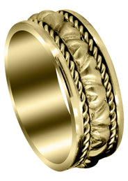 Yellow Gold Modern Mens Engagement Ring | Sand Blast Finish (Iker)