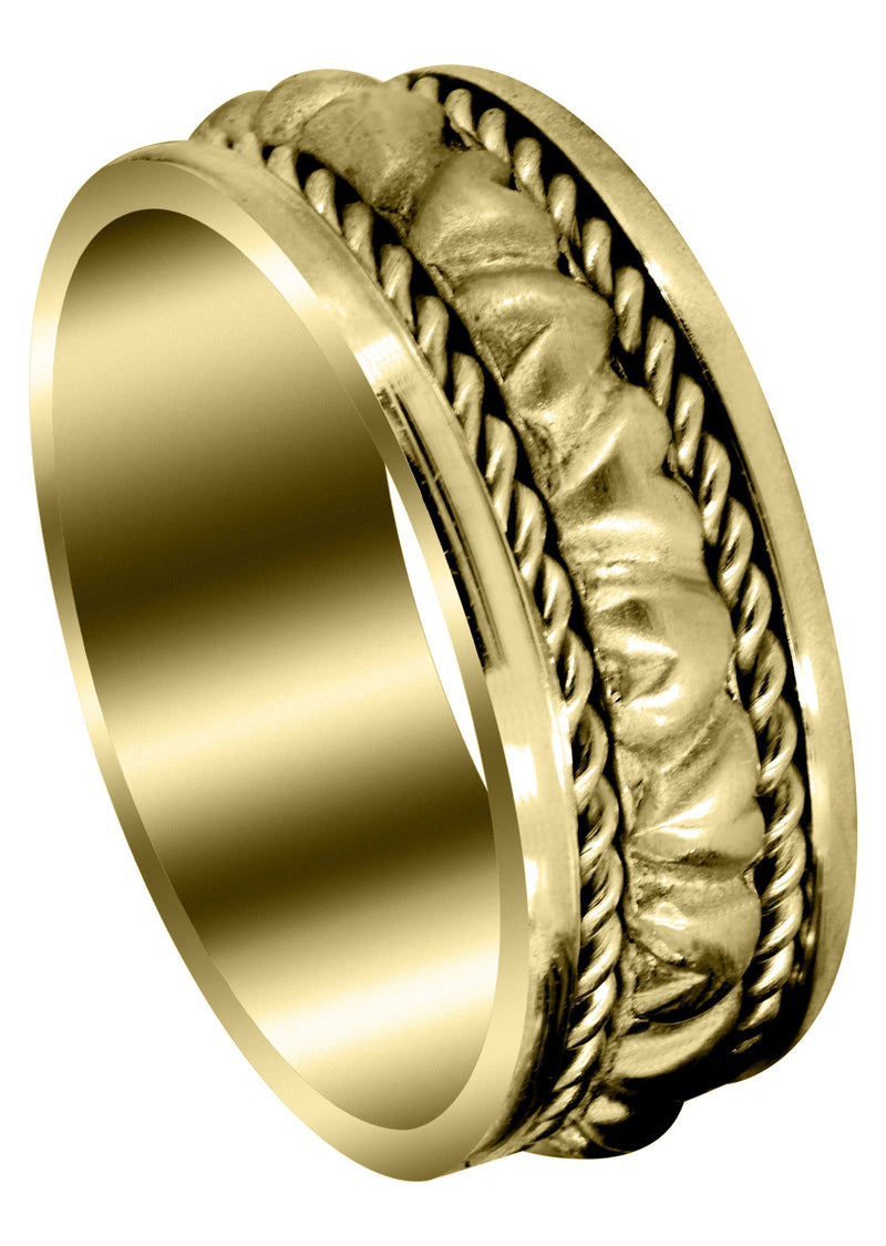 Yellow Gold Modern Mens Engagement Ring | Sand Blast Finish (Iker)