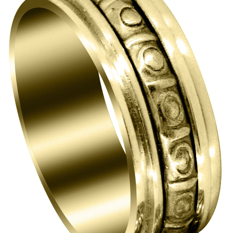 Yellow Gold Celtic Mens Wedding Band | Sand Blast / High Polish Finish (Brian)