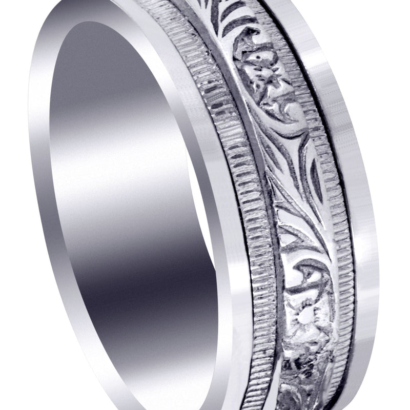 Antique Mens Wedding Band | Sand Blast / High Polish Finish (Amir)