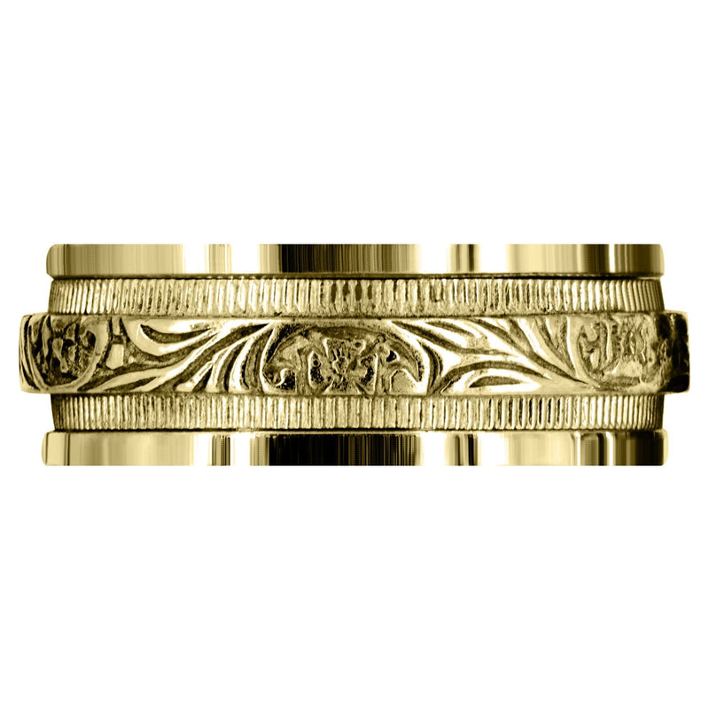 Yellow Gold Antique Mens Wedding Band | Sand Blast / High Polish Finish (Amir)