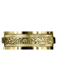Yellow Gold Antique Mens Wedding Band | Sand Blast / High Polish Finish (Amir)