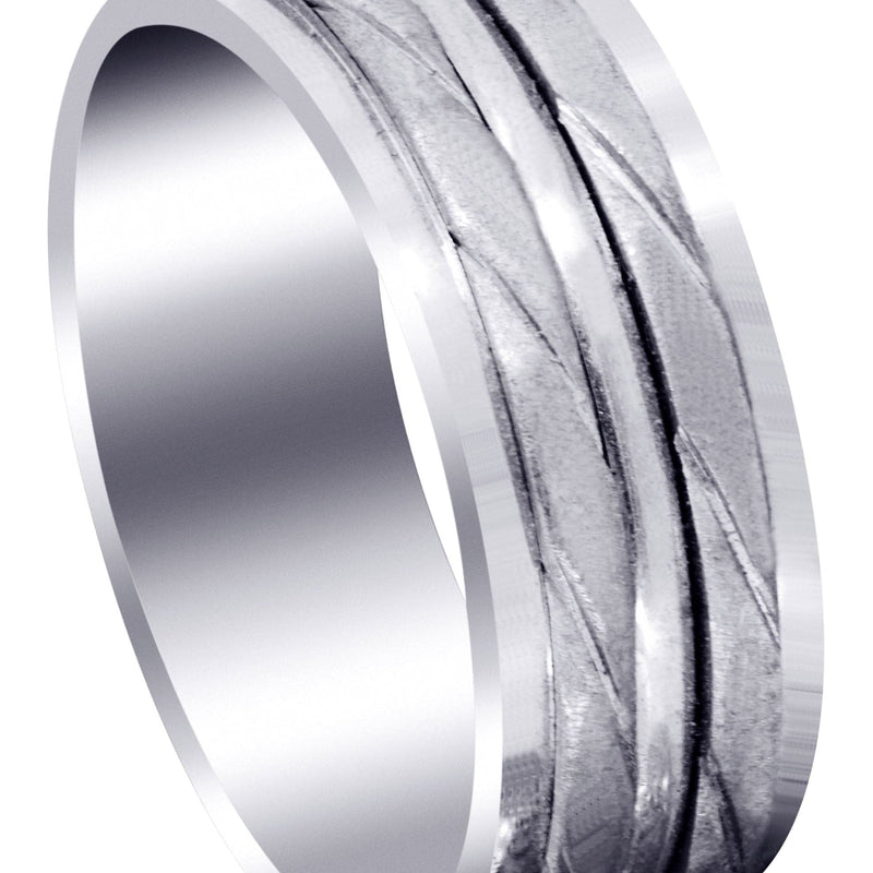 Hand Woven Mens Wedding Band | Cross Satin Finish