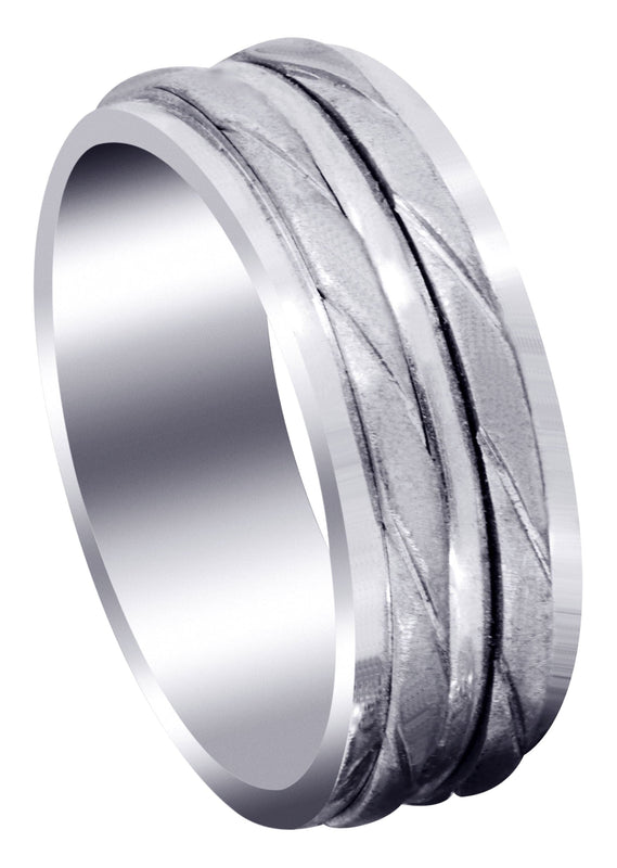 Hand Woven Mens Wedding Band | Cross Satin Finish