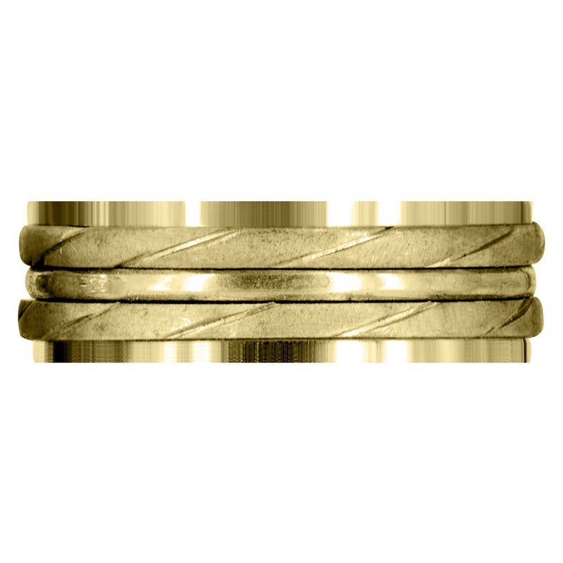 Yellow Gold Hand Woven Mens Wedding Band | Cross Satin Finish