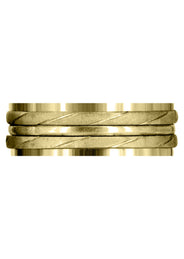 Yellow Gold Hand Woven Mens Wedding Band | Cross Satin Finish