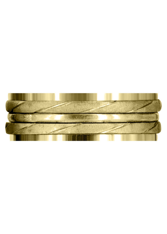 Yellow Gold Hand Woven Mens Wedding Band | Cross Satin Finish