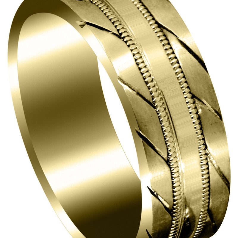 Yellow Gold Hand Woven Mens Wedding Band | Satin Finish (Avery)