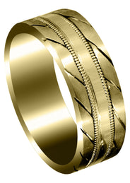 Yellow Gold Hand Woven Mens Wedding Band | Satin Finish (Avery)