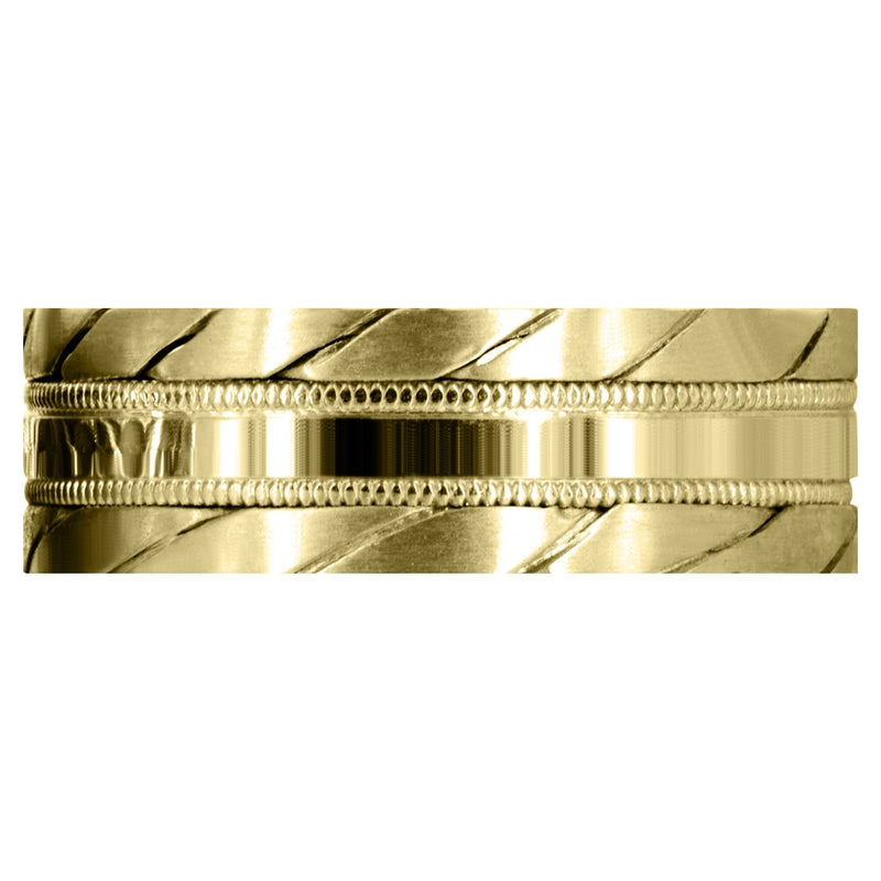 Yellow Gold Hand Woven Mens Wedding Band | Satin Finish (Avery)