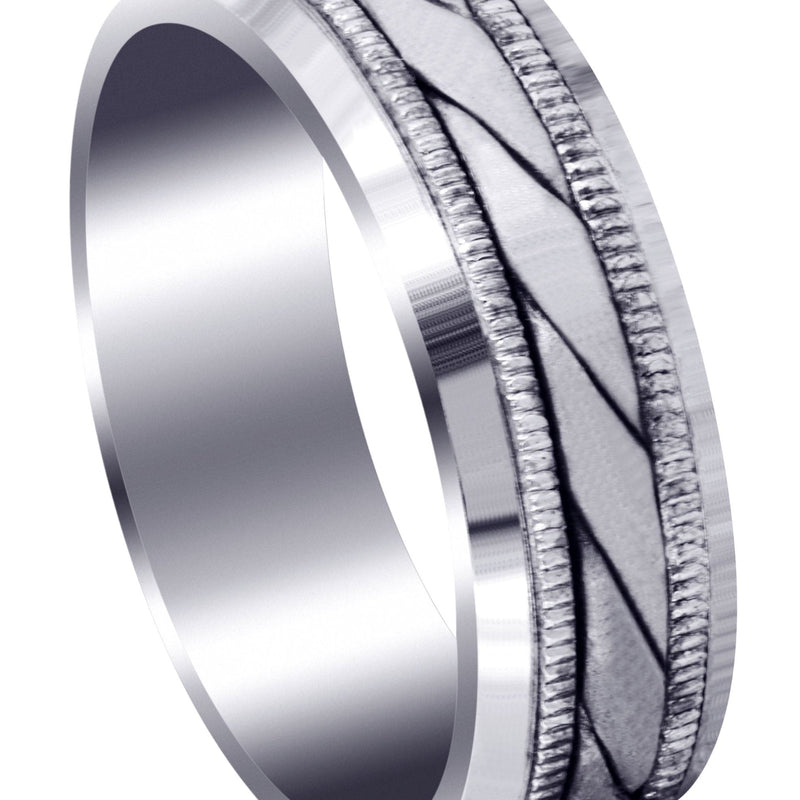 Hand Woven Mens Wedding Band | Cross Satin Finish (Tucker)