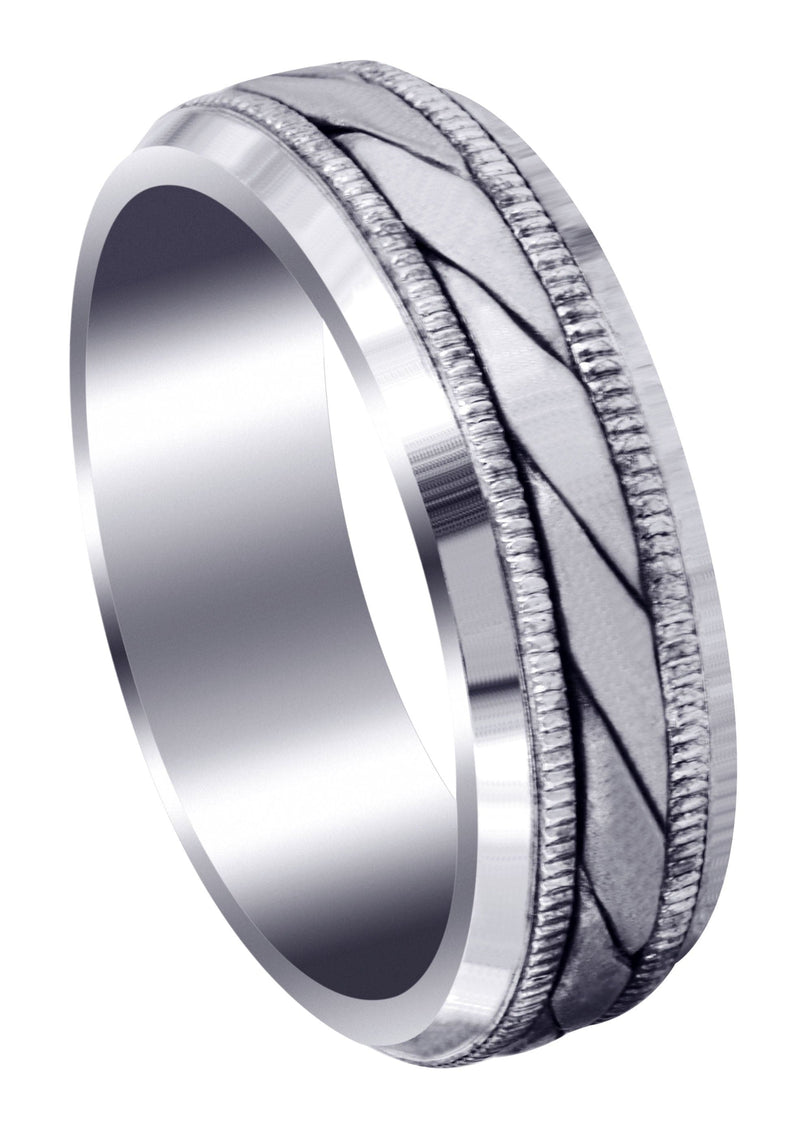 Hand Woven Mens Wedding Band | Cross Satin Finish (Tucker)