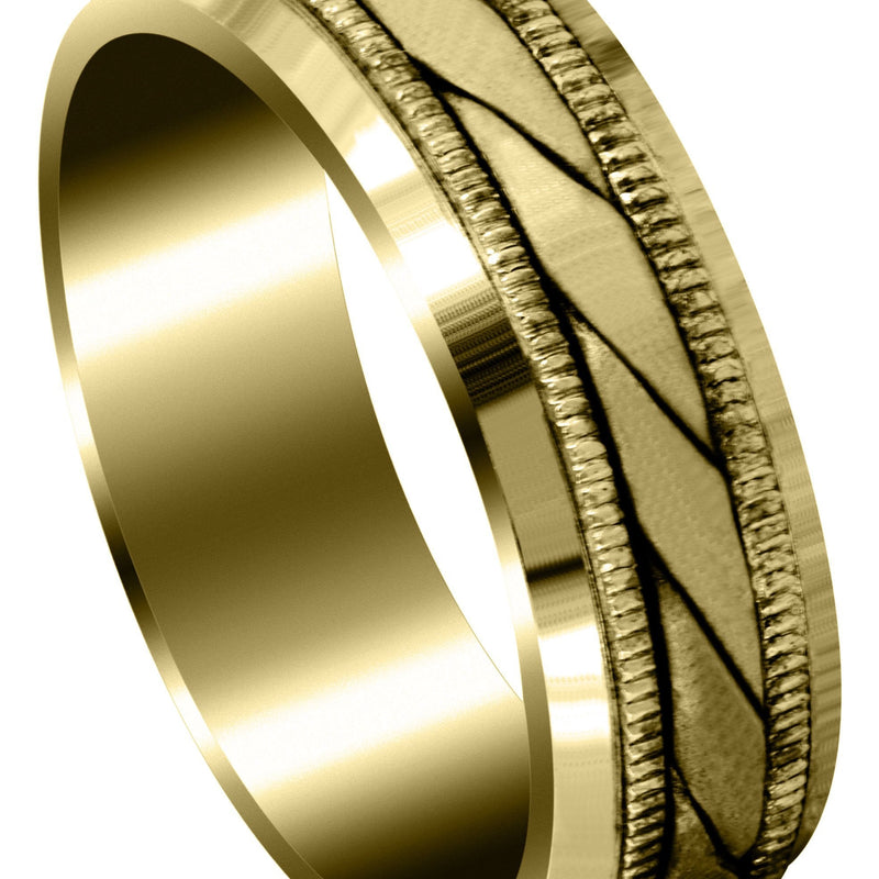 Yellow Gold Hand Woven Mens Wedding Band | Cross Satin Finish (Tucker)