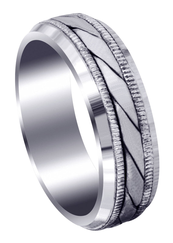 Hand Woven Mens Wedding Band | Cross Satin Finish (Tucker)