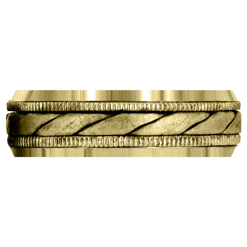 Yellow Gold Hand Woven Mens Wedding Band | Cross Satin Finish (Tucker)