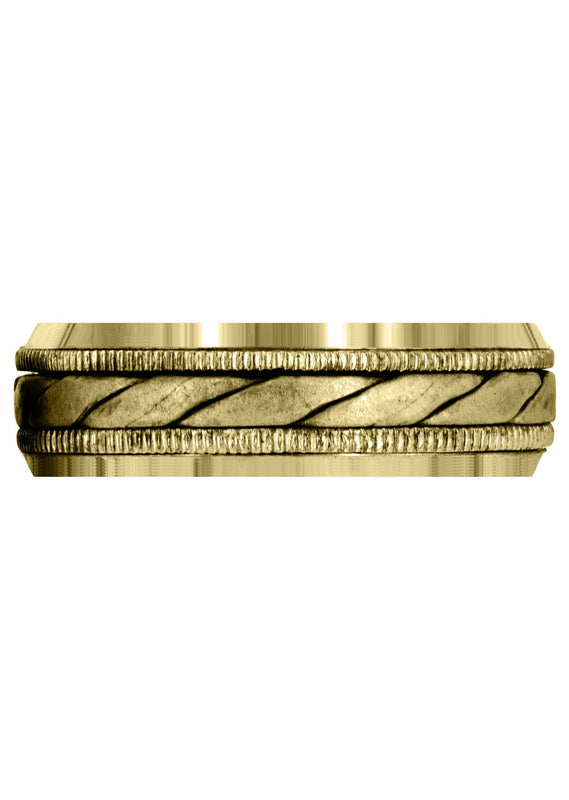 Yellow Gold Hand Woven Mens Wedding Band | Cross Satin Finish (Tucker)