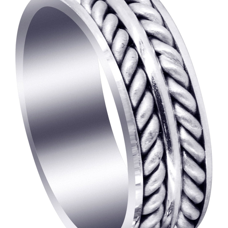 Hand Woven Mens Engagement Ring | Cross Satin Finish (Erick)