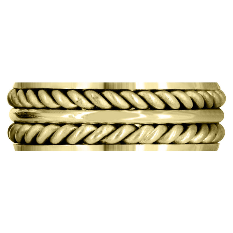 Yellow Gold Hand Woven Mens Engagement Ring | Cross Satin Finish (Erick)