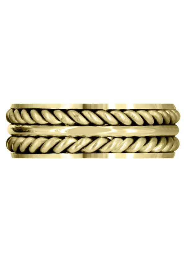 Yellow Gold Hand Woven Mens Engagement Ring | Cross Satin Finish (Erick)