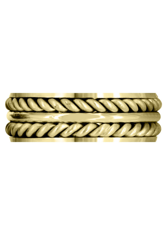 Yellow Gold Hand Woven Mens Engagement Ring | Cross Satin Finish (Erick)