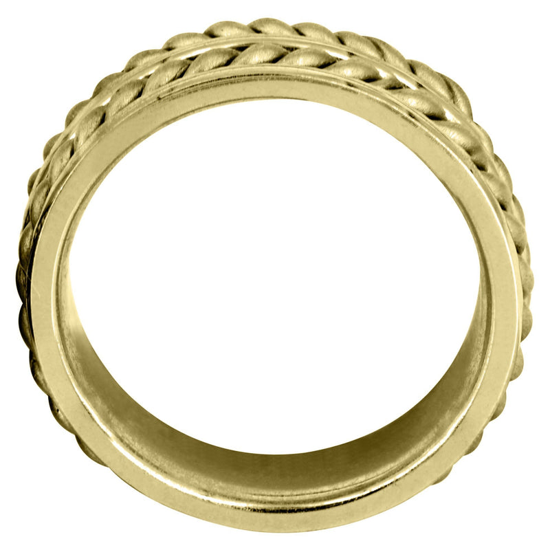 Yellow Gold Hand Woven Mens Engagement Ring | Cross Satin Finish (Erick)