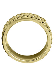 Yellow Gold Hand Woven Mens Engagement Ring | Cross Satin Finish (Erick)