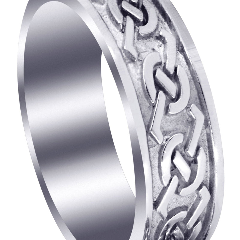 Celtic Mens Wedding Band | Sand Blast / High Polish Finish (Aidan)