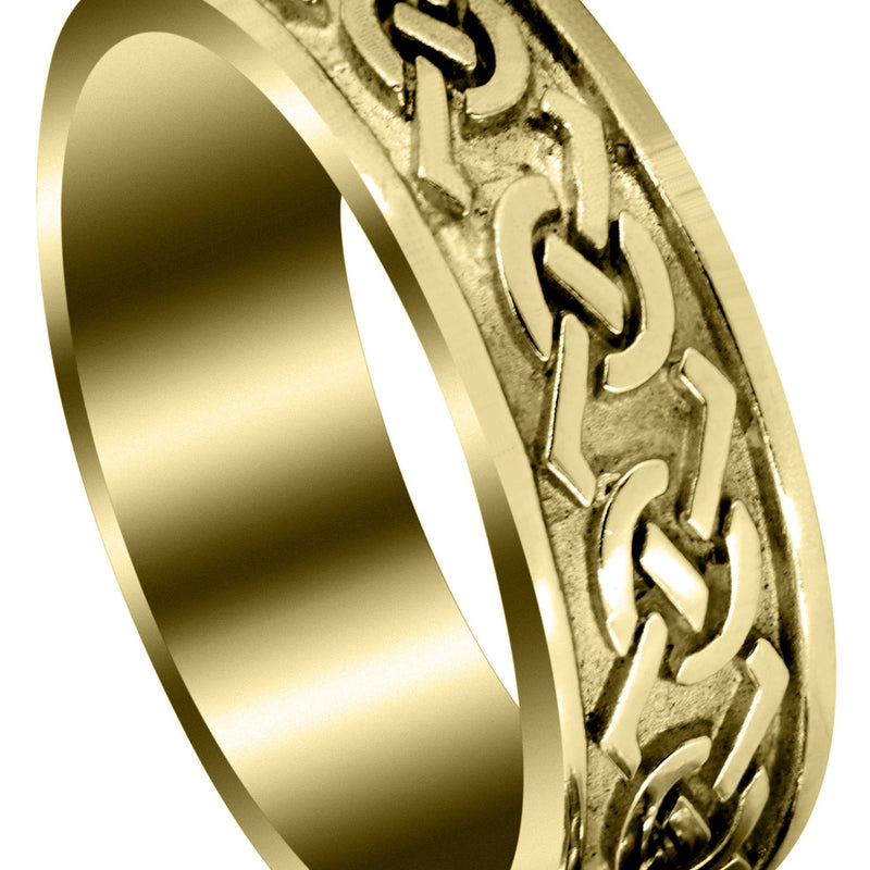Yellow Gold Celtic Mens Wedding Band | Sand Blast / High Polish Finish (Aidan)
