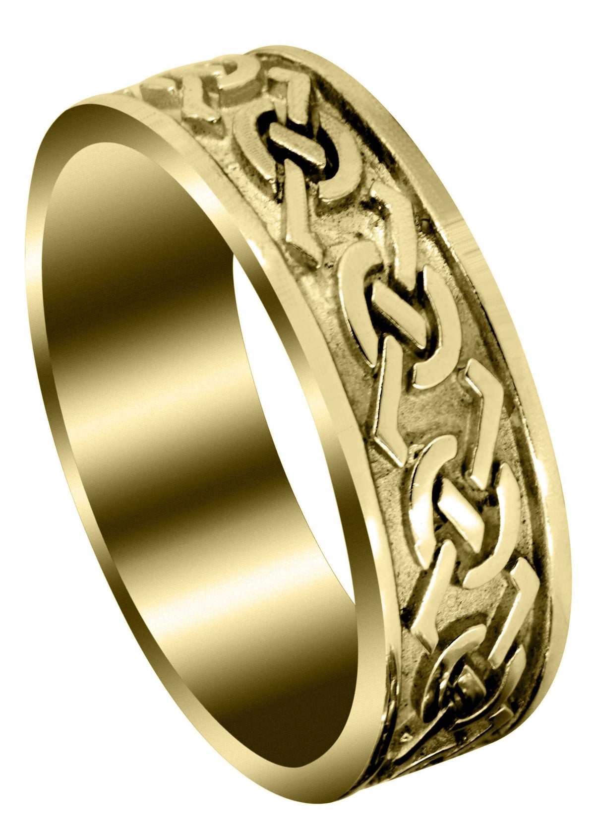 Yellow Gold Celtic Mens Wedding Band | Sand Blast / High Polish Finish (Aidan)