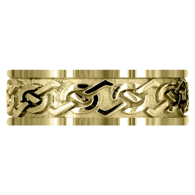 Yellow Gold Celtic Mens Wedding Band | Sand Blast / High Polish Finish (Aidan)