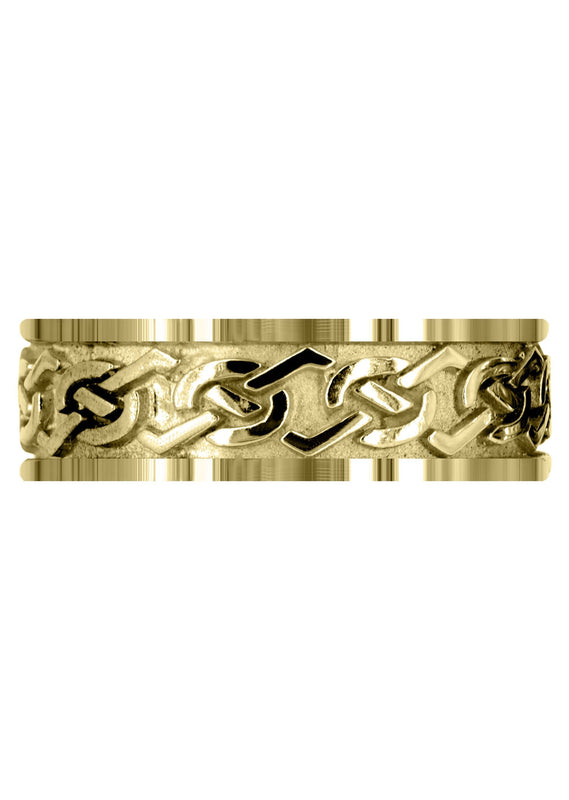 Yellow Gold Celtic Mens Wedding Band | Sand Blast / High Polish Finish (Aidan)