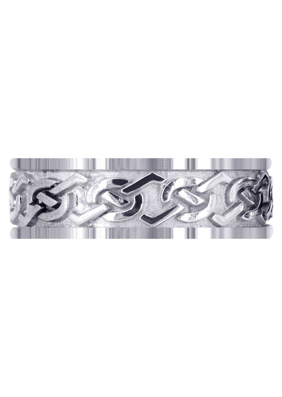 Celtic Mens Wedding Band | Sand Blast / High Polish Finish (Aidan)