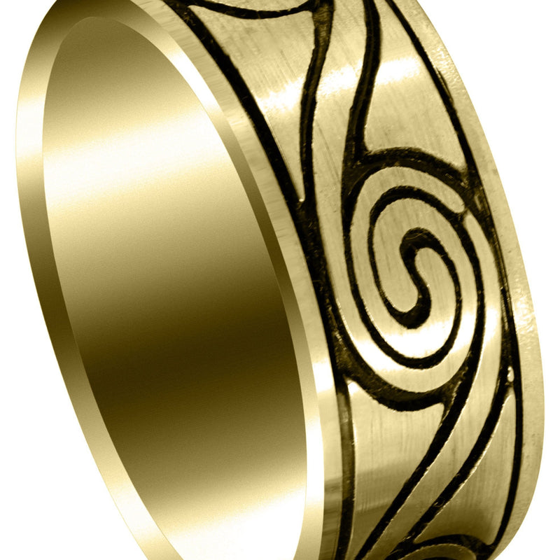 Yellow Gold Celtic Unique Mens Wedding Band | High Polish Finish (Maverick)