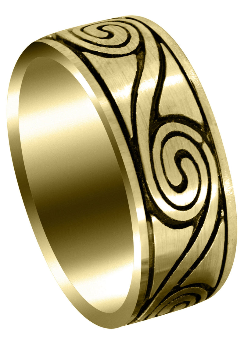 Yellow Gold Celtic Unique Mens Wedding Band | High Polish Finish (Maverick)