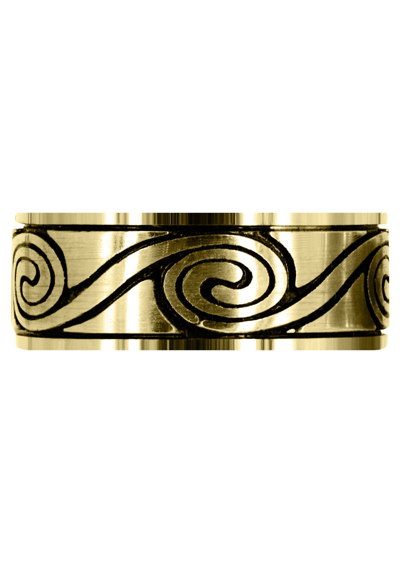 Yellow Gold Celtic Unique Mens Wedding Band | High Polish Finish (Maverick)
