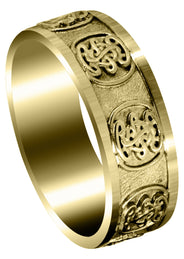Yellow Gold Celtic Mens Wedding Band | High Polish Finish (Karter)