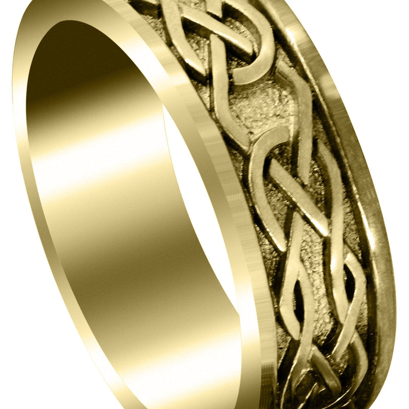 Yellow Gold Celtic Mens Wedding Band | High Polish Finish (Jase)
