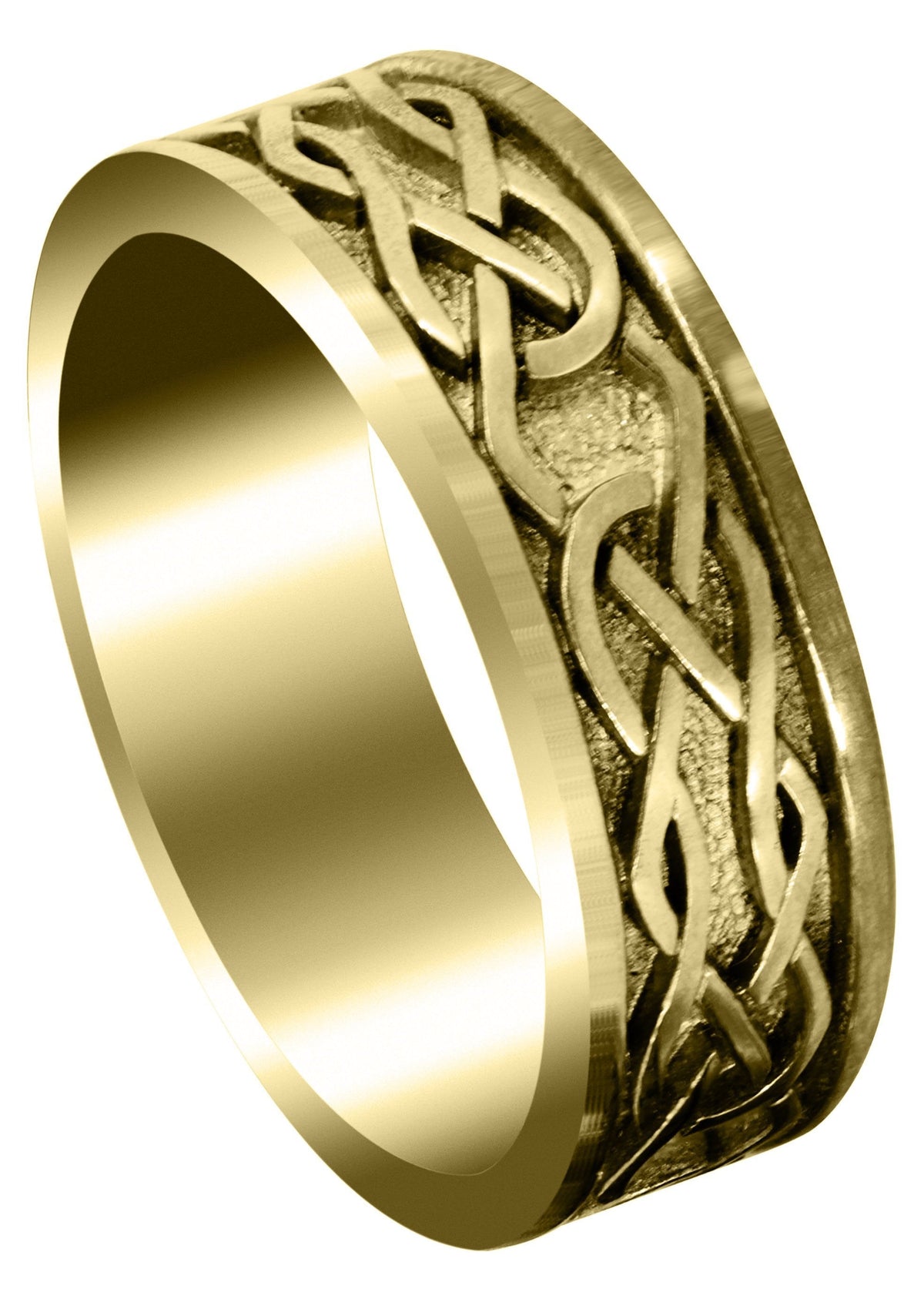 Yellow Gold Celtic Mens Wedding Band | High Polish Finish (Jase)