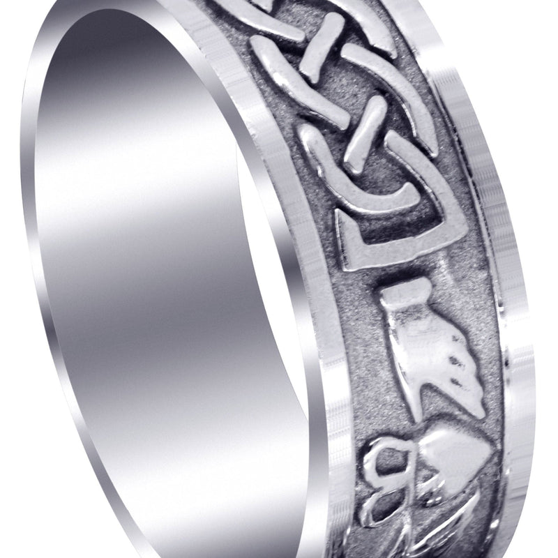 Celtic Mens Wedding Band | Satin / High Polish Finish (Oscar)