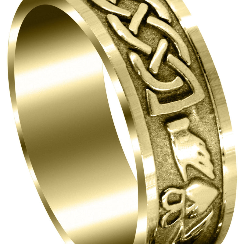 Yellow Gold Celtic Mens Wedding Band | Satin / High Polish Finish (Oscar)