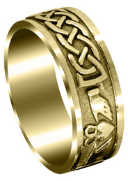 Yellow Gold Celtic Mens Wedding Band | Satin / High Polish Finish (Oscar)