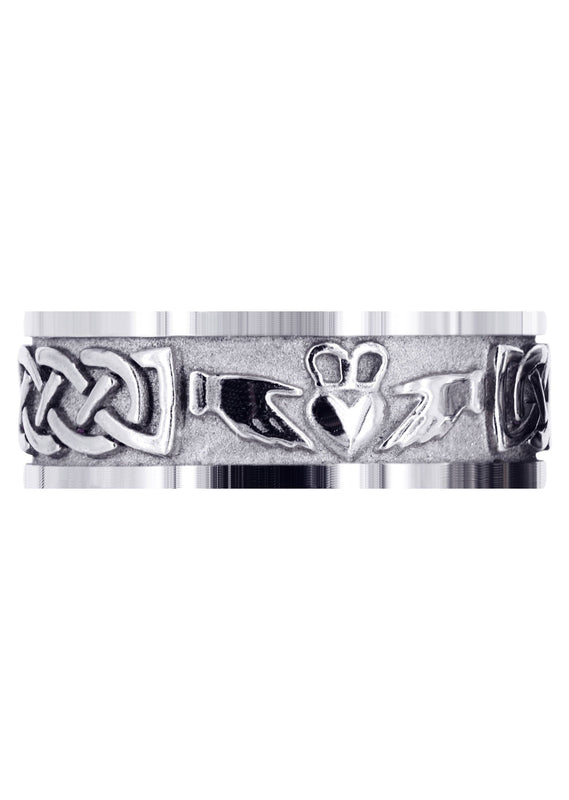 Celtic Mens Wedding Band | Satin / High Polish Finish (Oscar)