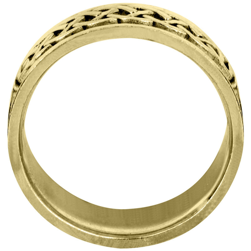 Yellow Gold Celtic Mens Wedding Band | Satin / High Polish Finish (Oscar)