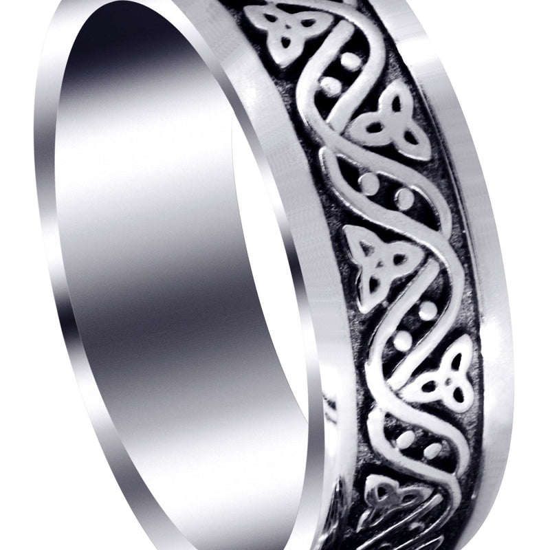 Celtic Mens Wedding Band | Sand Blast / High Polish Finish (Alejandro)