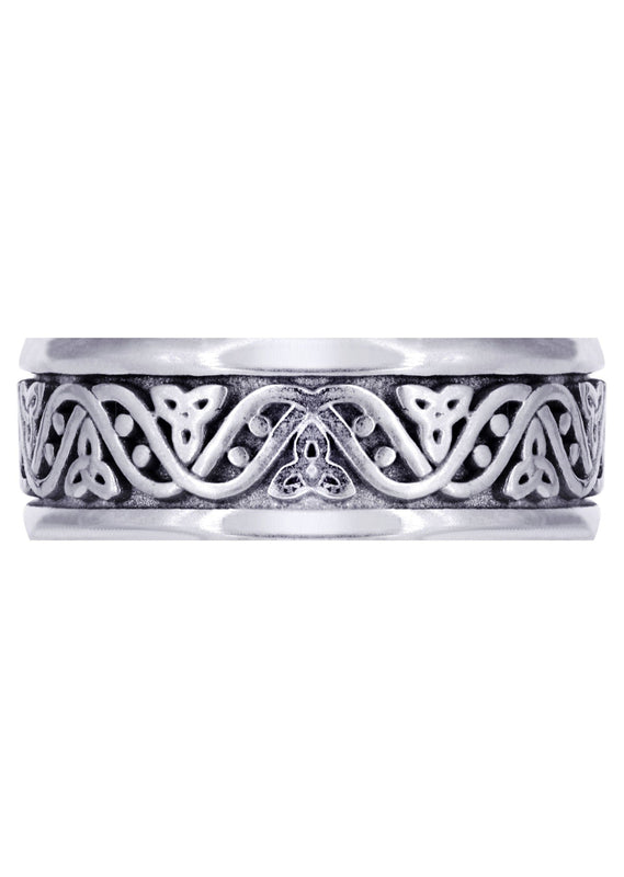 Celtic Mens Wedding Band | Sand Blast / High Polish Finish (Alejandro)