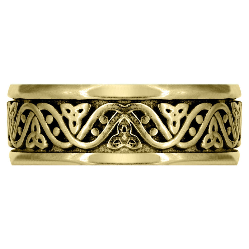 Yellow Gold Celtic Mens Wedding Band | Sand Blast / High Polish Finish (Alejandro)