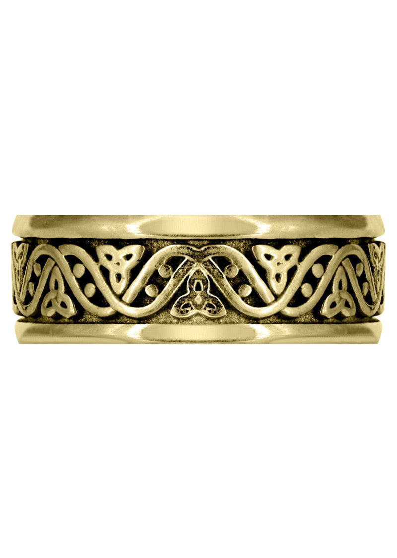 Yellow Gold Celtic Mens Wedding Band | Sand Blast / High Polish Finish (Alejandro)